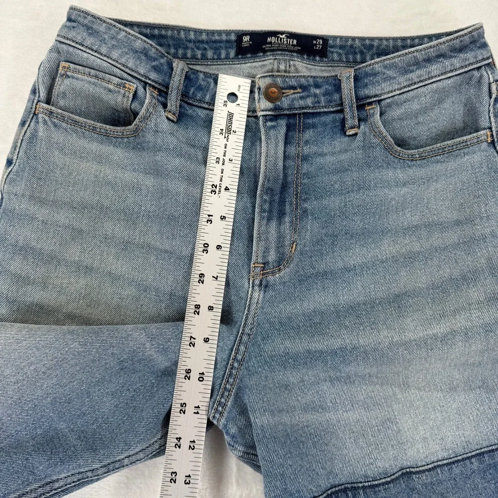 Hollister Women's Jeans 9R W29 L27 Ultra High Rise Mom Jean Patchwork Light Wash